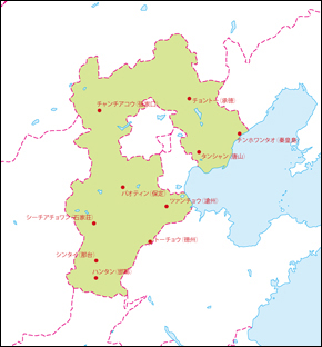 河北省地図(主な都市あり)の小さい画像