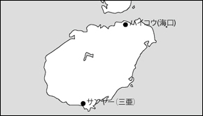 海南省白地図(主な都市あり)の小さい画像