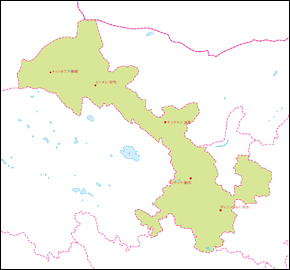 甘粛省地図(主な都市あり)の小さい画像