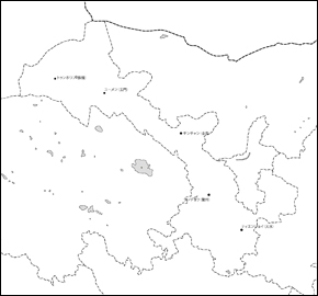 甘粛省白地図(主な都市あり)の小さい画像