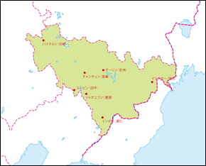 吉林省地図(主な都市あり)の小さい画像