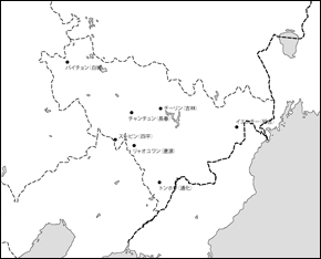 吉林省白地図(主な都市あり)の小さい画像