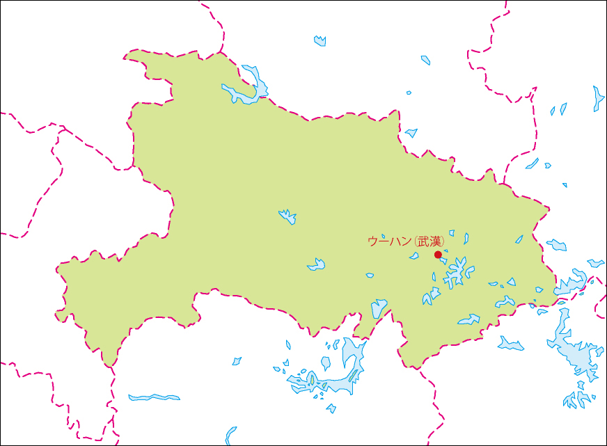 湖北省地図(省都あり)のフリーデータの画像
