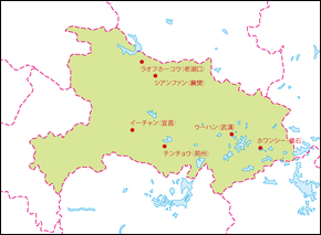 湖北省地図(主な都市あり)の小さい画像