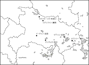 湖北省白地図(主な都市あり)の小さい画像