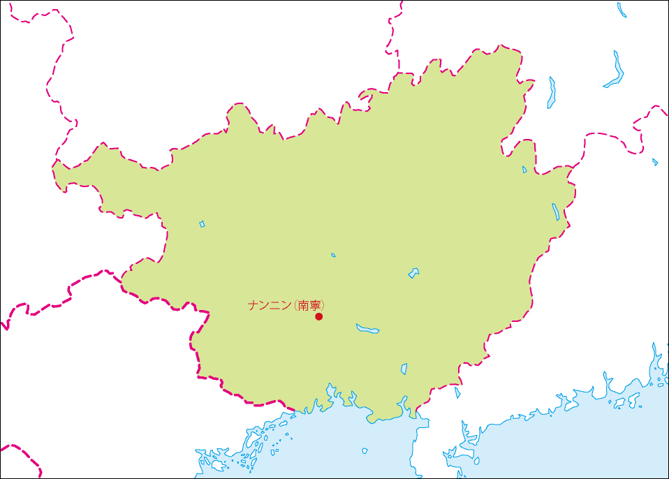 広西チワン族自治区地図(省都あり)のフリーデータの画像