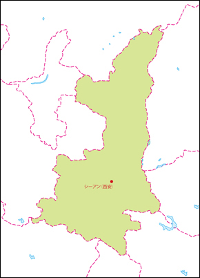 陝西省地図(省都あり)の小さい画像