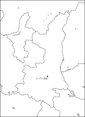陝西省白地図(省都あり)の小さい画像