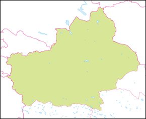 新疆ウイグル自治区地図の小さい画像