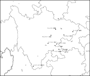 四川省白地図(主な都市あり)の小さい画像