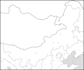 内モンゴル自治区白地図の小さい画像