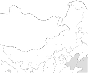 内モンゴル自治区白地図(省都あり)の小さい画像