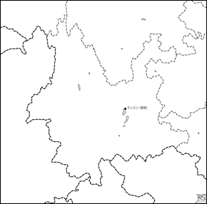 雲南省白地図(省都あり)の小さい画像
