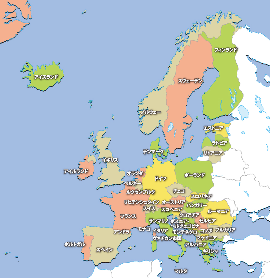 ヨーロッパ地域の地図