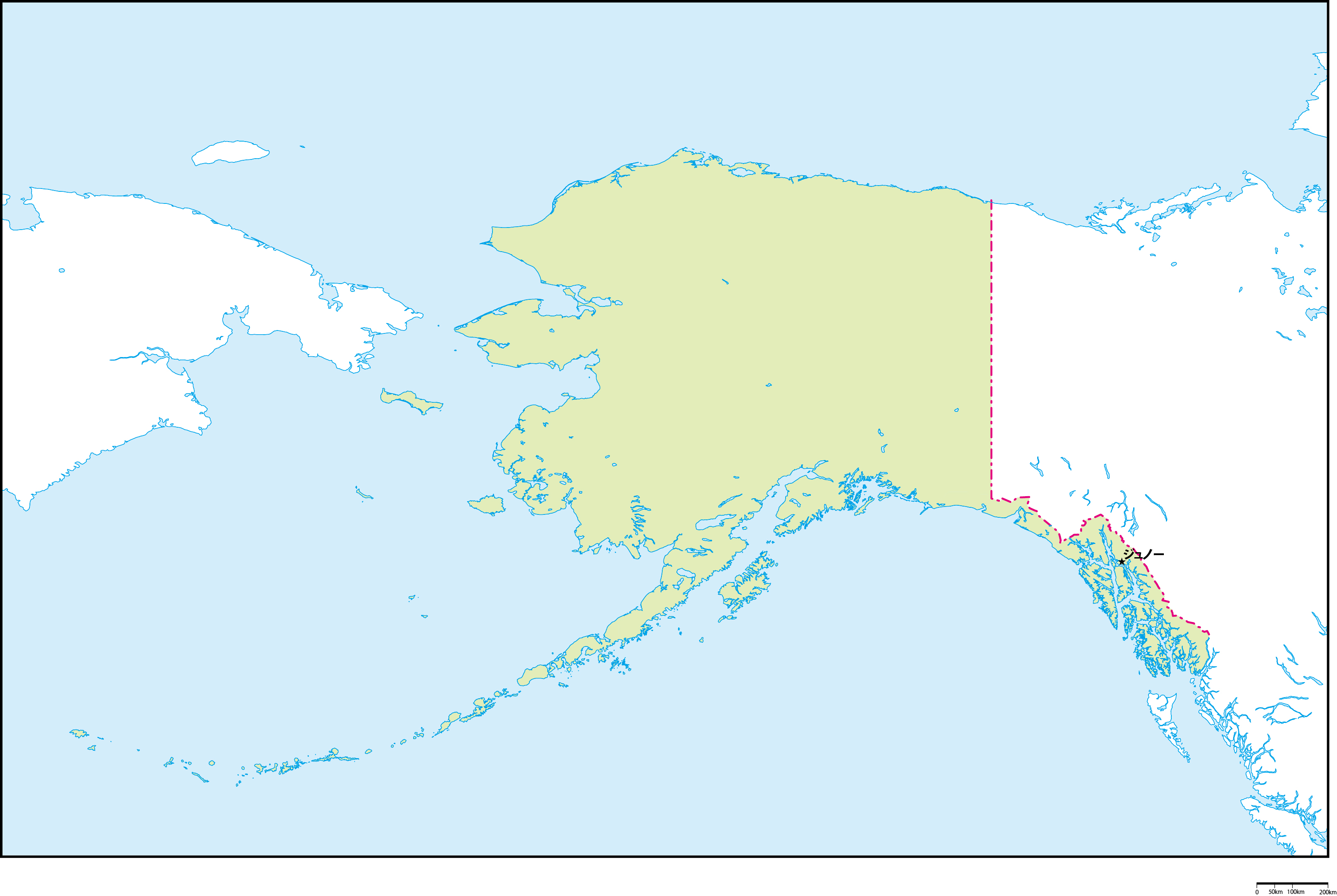 アラスカ州地図州都あり 日本語 フリーデータ