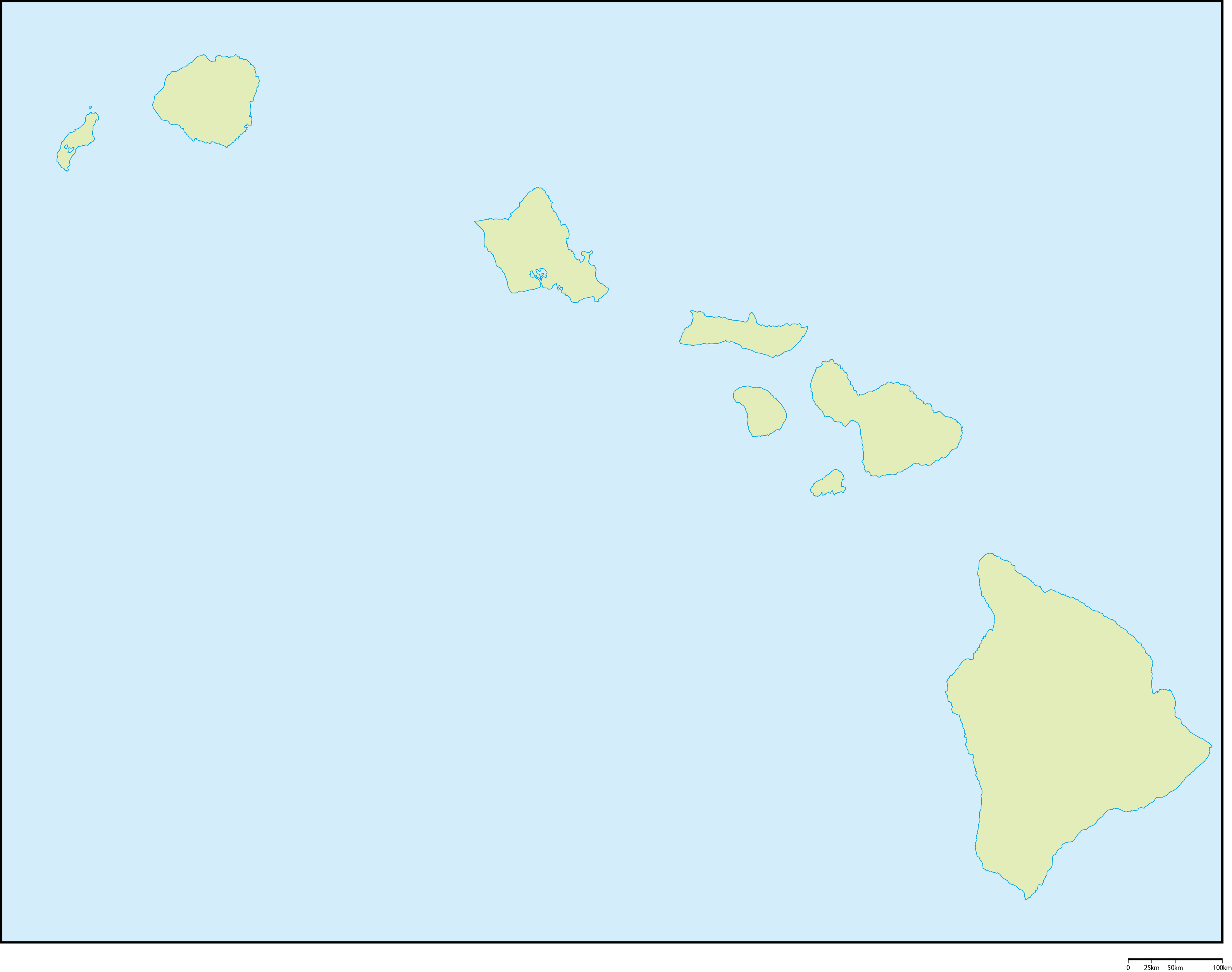 ハワイ州地図フリーデータ