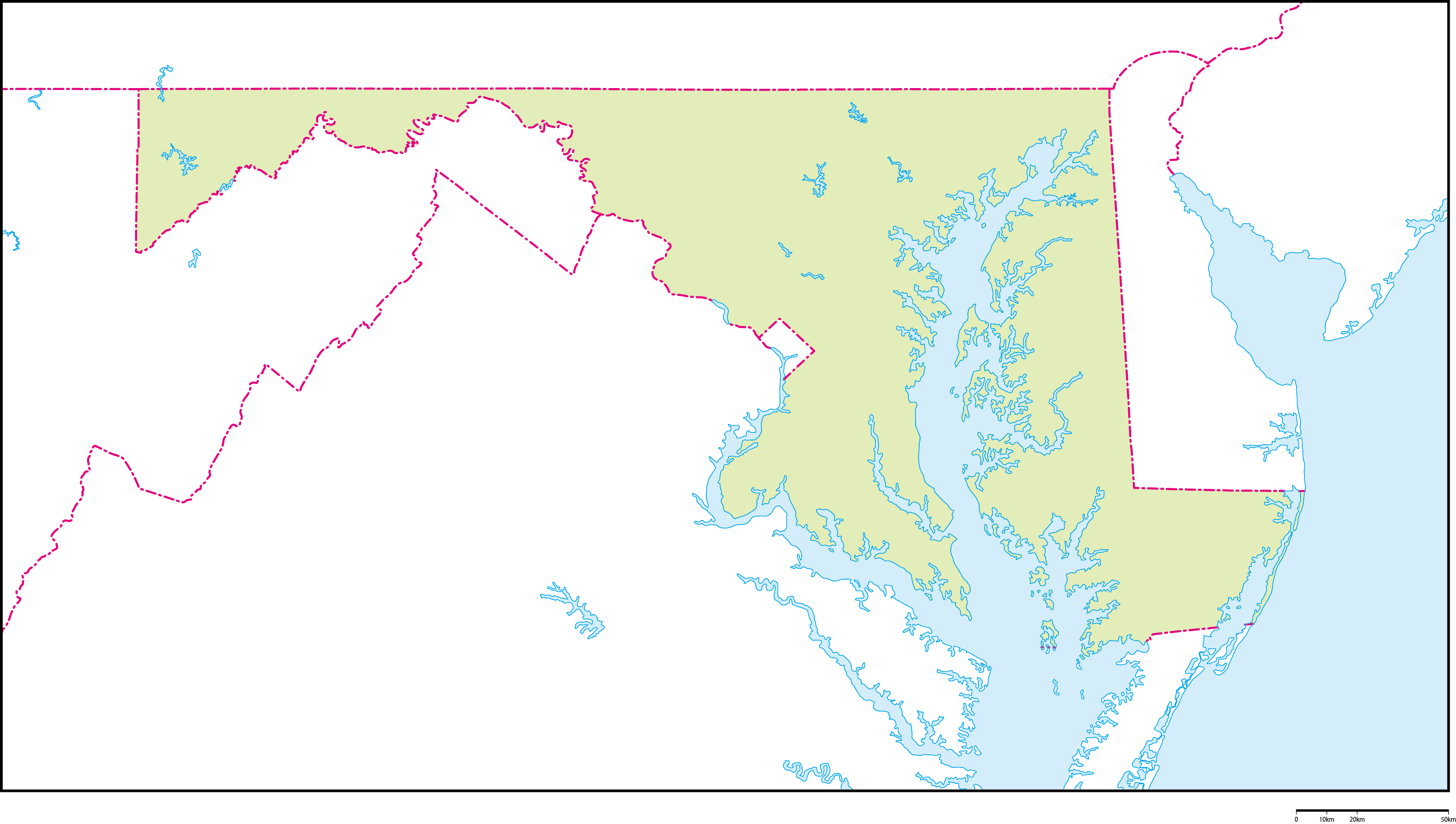 メリーランド州地図フリーデータ