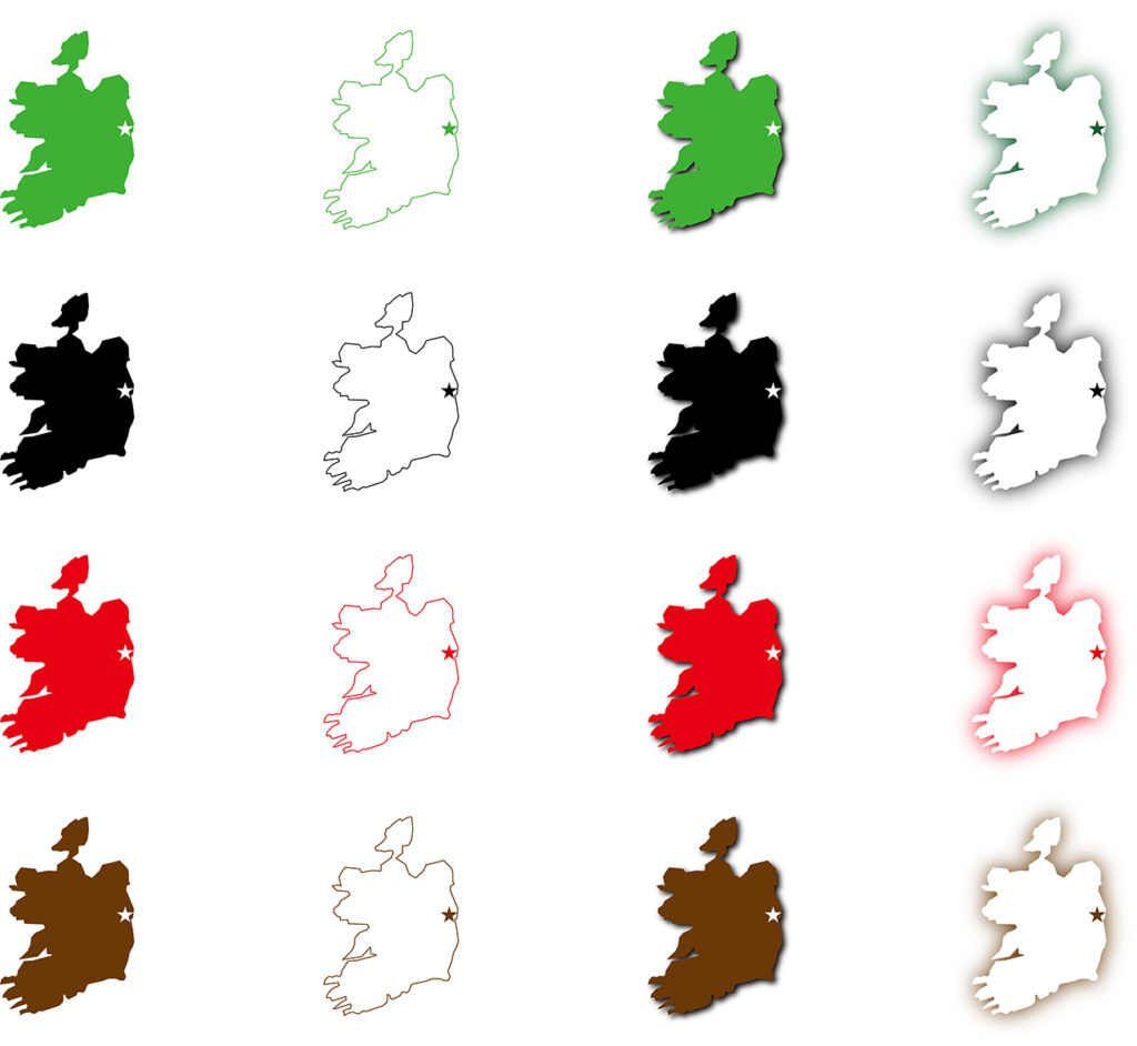アイルランドのフリー素材地図 世界地図