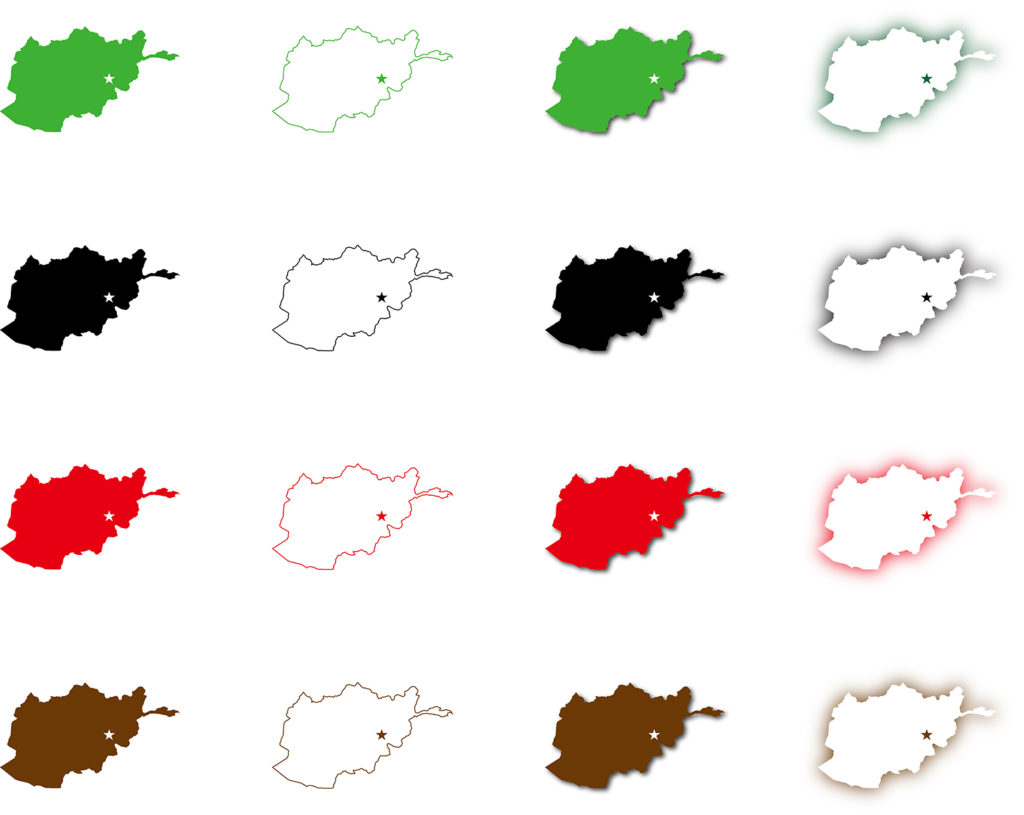 アフガニスタンのフリー素材地図 世界地図