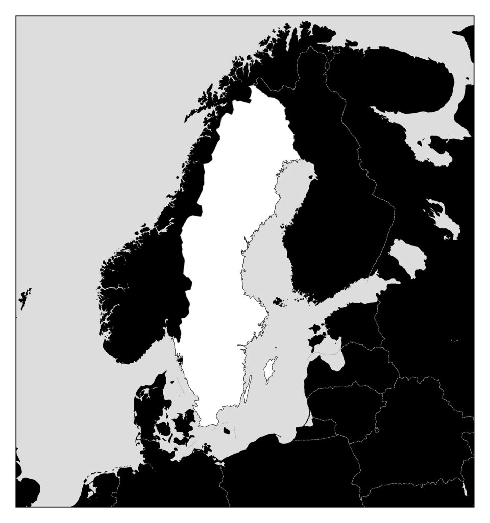 スウェーデンのフリー素材地図 世界地図