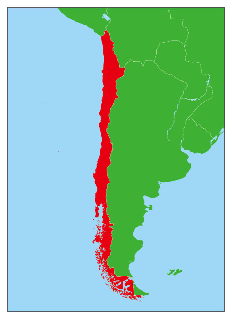 チリのフリー素材地図 世界地図