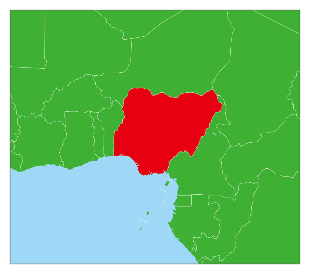 ナイジェリアのフリー素材地図 世界地図