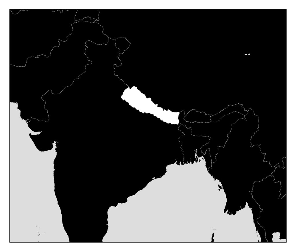 ネパールのフリー素材地図 世界地図