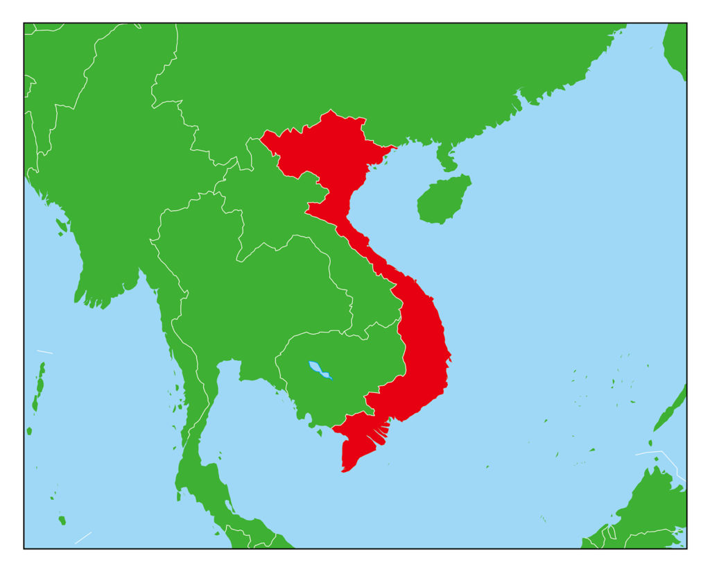 ベトナムのフリー素材地図 世界地図