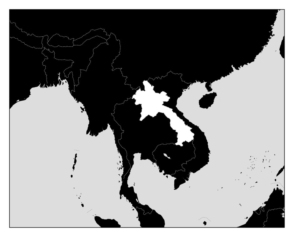ラオスのフリー素材地図 世界地図