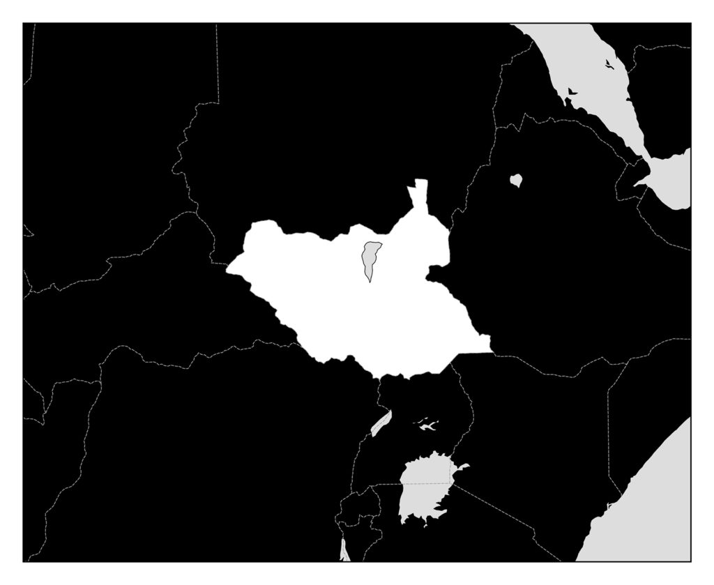 南スーダンのフリー素材地図 世界地図